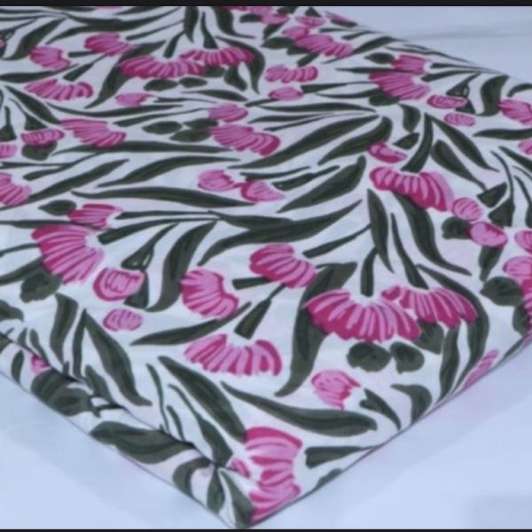 Pre-order hand block printed cotton pink floral 3113