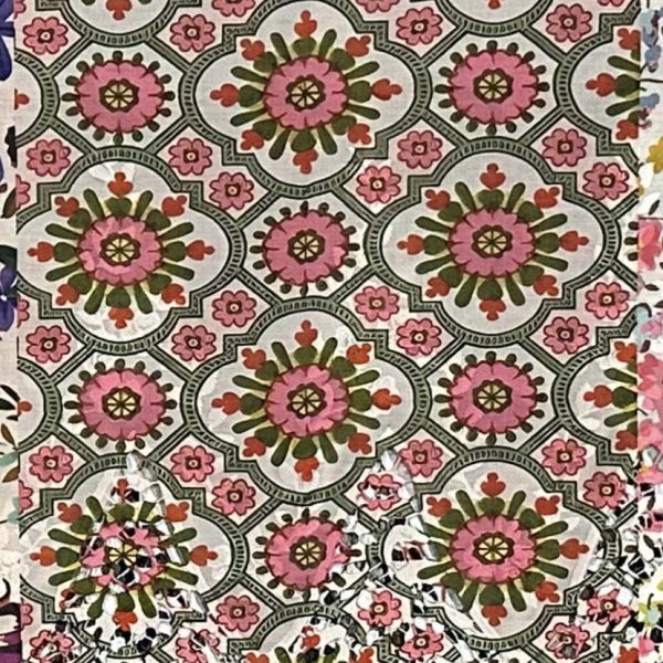 Pre-order lace embroidered printed light beige and pink pattern cotton 959