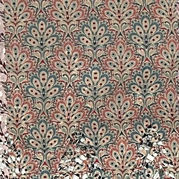 Pre-order lace embroidered printed brown and red pattern cotton 954