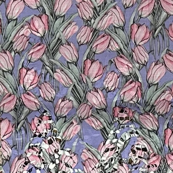Pre-order lace embroidered printed purple and pink floral cotton 955