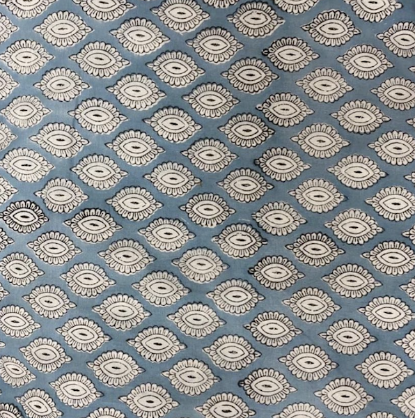 Pre-order hand block printed greyish blue and white pattern 3181