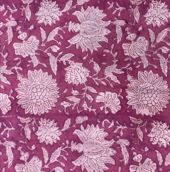 Pre-order hand block printed pink and white floral 3182