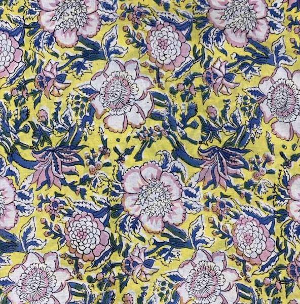 Pre-order hand block printed yellow and white floral 3185