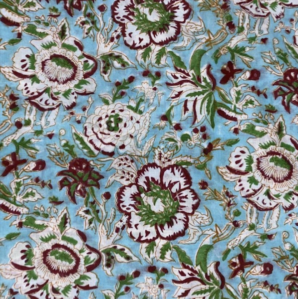 Pre-order hand block printed blue and white floral 3187
