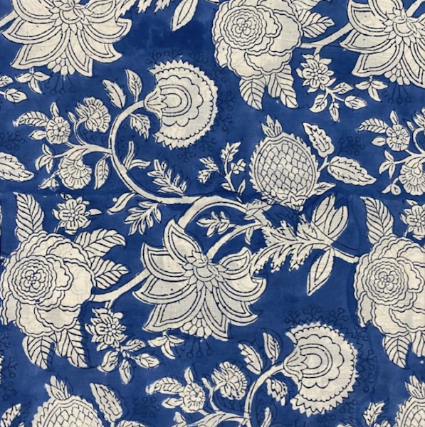 Pre-order hand block printed blue and white floral 3188