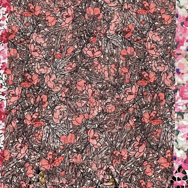 Pre-order lace embroidered printed red floral cotton 957