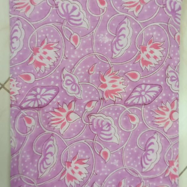 Pre-order hand block printed cotton purple and white floral 3170
