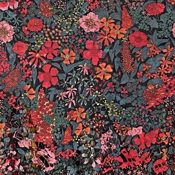 Pre-order lace embroidered printed grey and red floral cotton 968