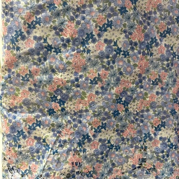 Pre-order lace embroidered printed blue and peach floral cotton 970