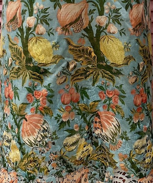 Pre-order lace embroidered printed cotton blue and yellow orange floral 976