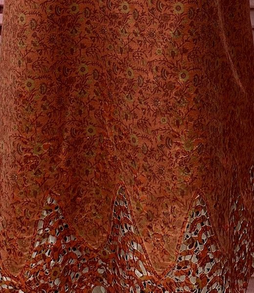 Pre-order lace embroidered printed cotton burnt orange and brown floral 978