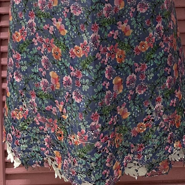 Pre-order lace embroidered printed grey and pink floral cotton 966