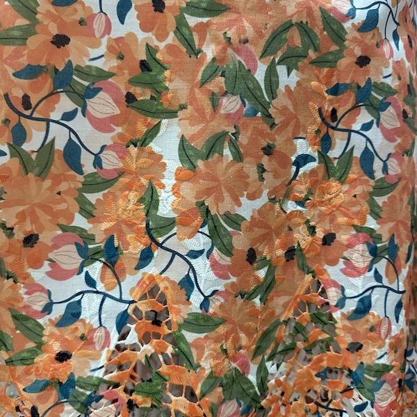 Pre-order lace embroidered printed cotton white and orange floral 980