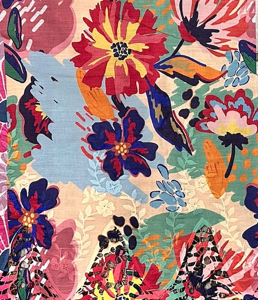 Pre-order lace embroidery printed cotton colourful floral 9100