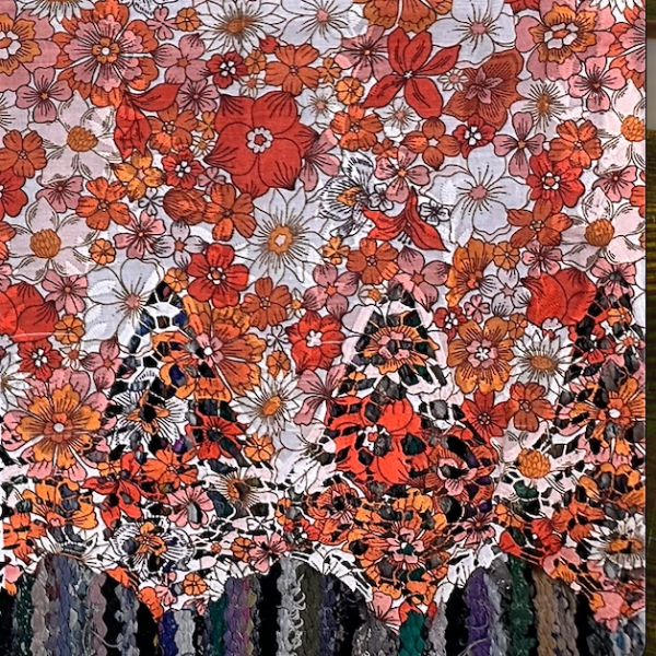 Pre-order lace embroidery printed cotton orange floral 9108