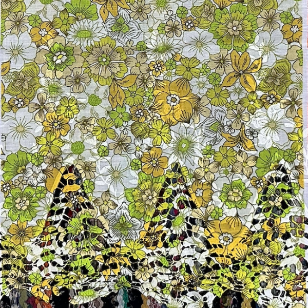 Pre-order lace embroidery printed cotton green floral 9109