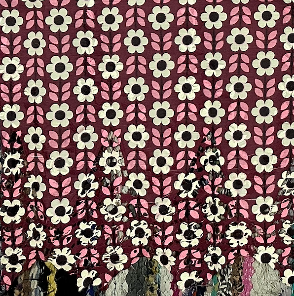 Pre-order lace embroidery printed cotton pink and white floral 9115