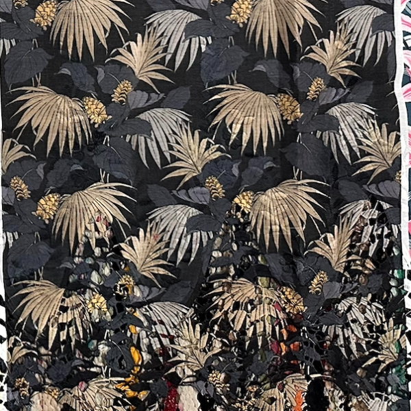 Pre-order lace embroidery printed cotton black and grey brown pattern 983