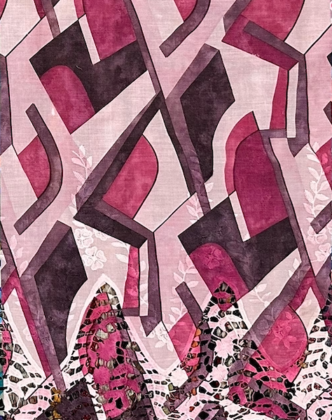 Pre-order lace embroidery printed cotton pink abstract pattern 988