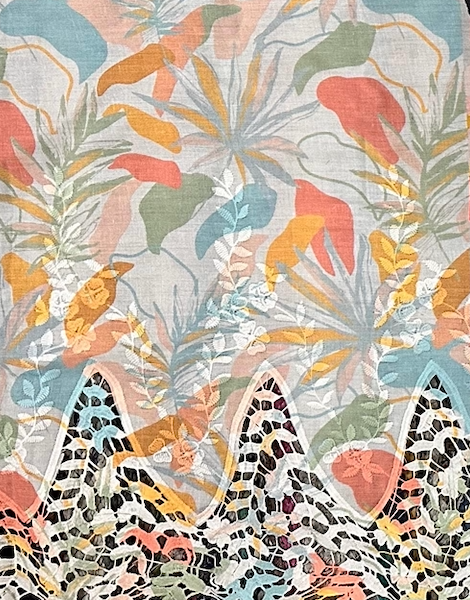 Pre-order lace embroidery printed cotton pastel colours pattern 989