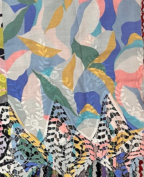 Pre-order lace embroidery printed cotton blue pastel abstract 993