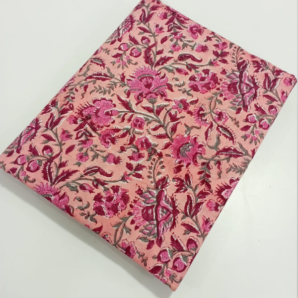 Pre-order hand block printed cotton light pink and pink floral 3232