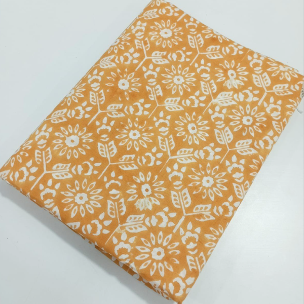Pre-order hand block printed cotton orange and white pattern 3227