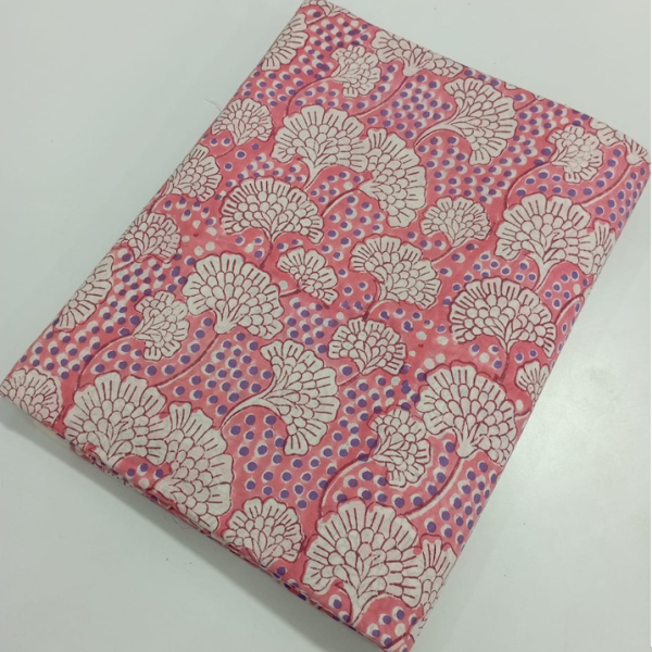 Pre-order hand block printed cotton pink and white floral 3228