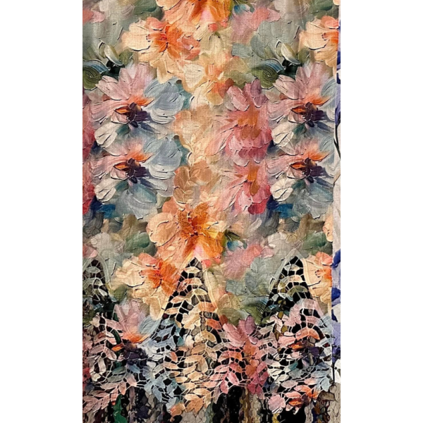 Pre-order lace embroidery printed cotton pastel colours floral 9145