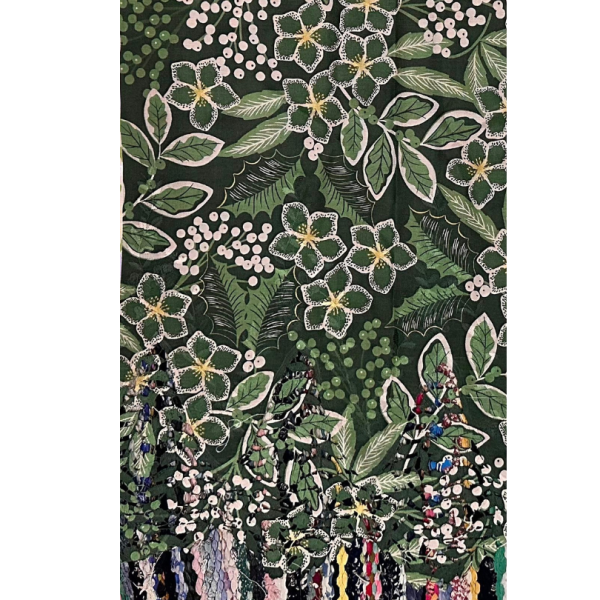 Pre-order lace embroidery printed cotton emerald green floral 9134