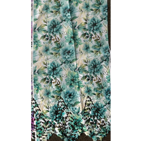 Pre-order lace embroidery printed cotton pastel green 9185