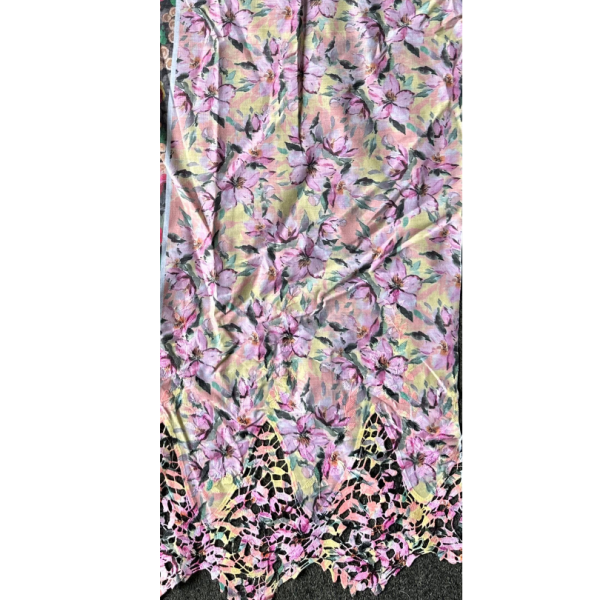 Pre-order lace embroidery printed cotton pastel pink floral 9190