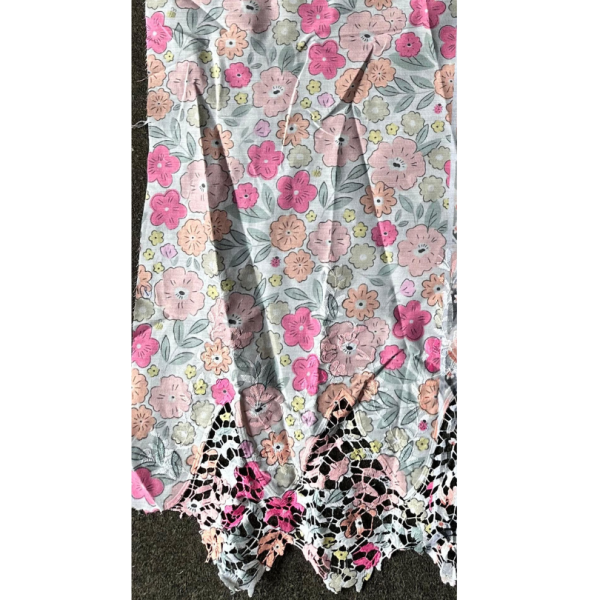 Pre-order lace embroidery printed cotton pastel pink floral 9191