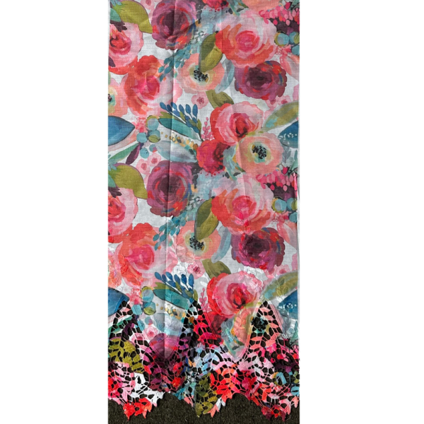 Pre-order lace embroidery printed cotton pink floral 9195