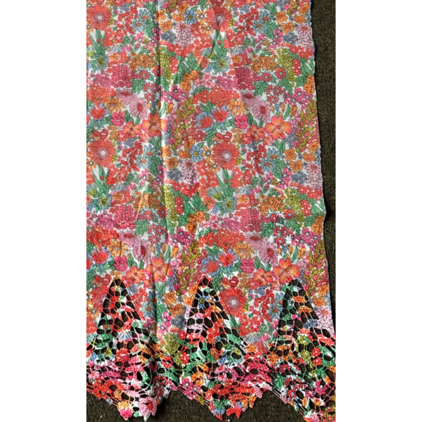Pre-order lace embroidery printed cotton multicolour floral 9198