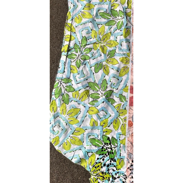 Pre-order lace embroidery printed cotton lime green floral 9202