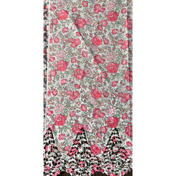 Pre-order lace embroidery printed cotton white and pink floral 9208