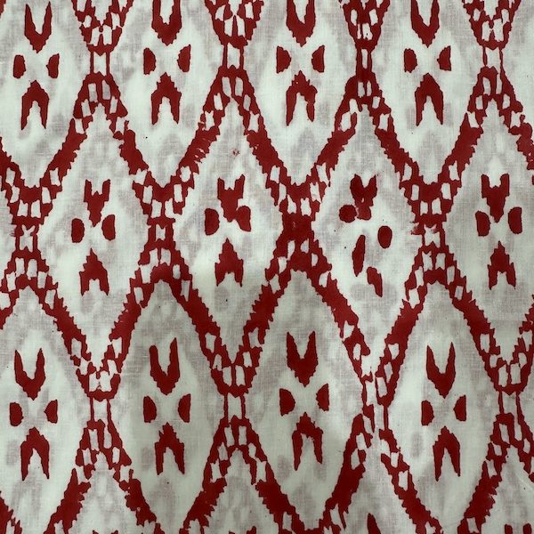 Readystock Hand block printed cotton white and red pattern 29353
