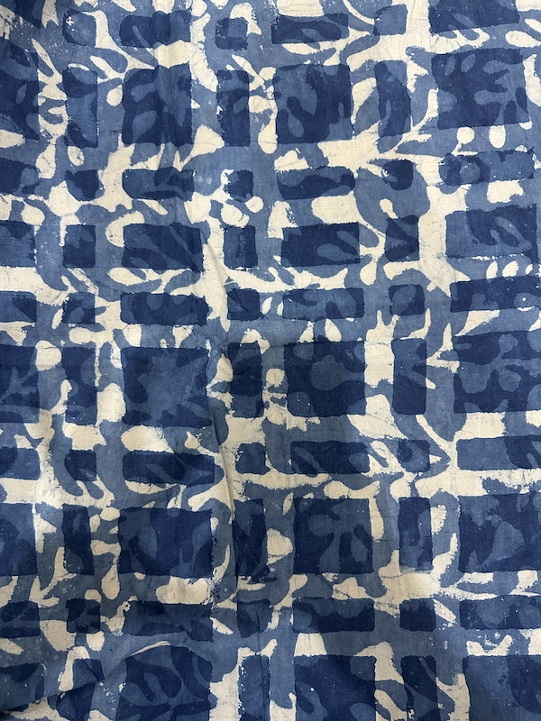 Readystock Hand block printed cotton indigo and white abstract 29390