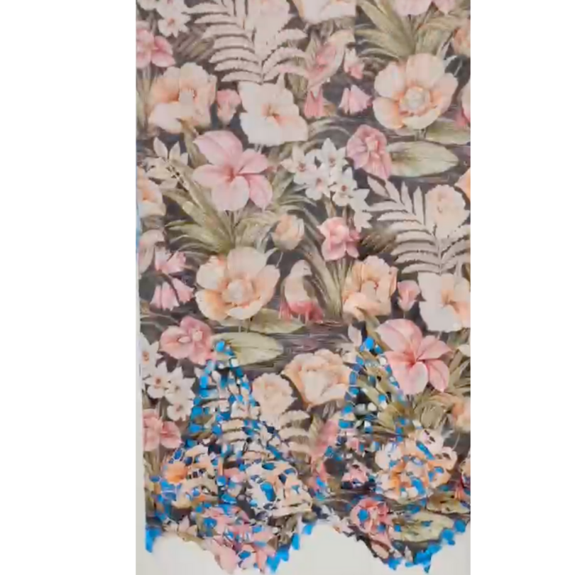 Pre-order printed lace embroidery printed cotton 9244