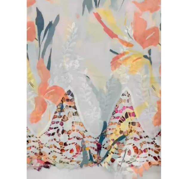 Pre-order printed lace embroidery printed cotton 9255