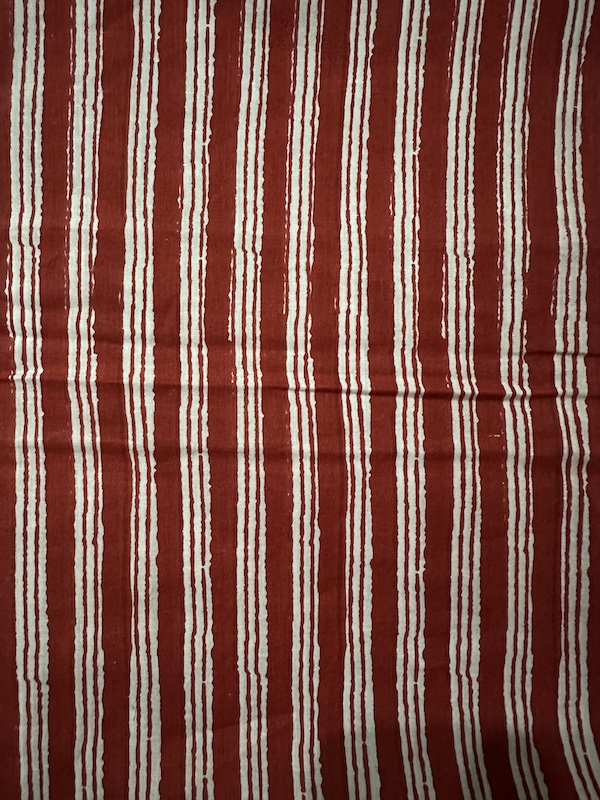 Readystock Hand block printed cotton red and white stripes 29528
