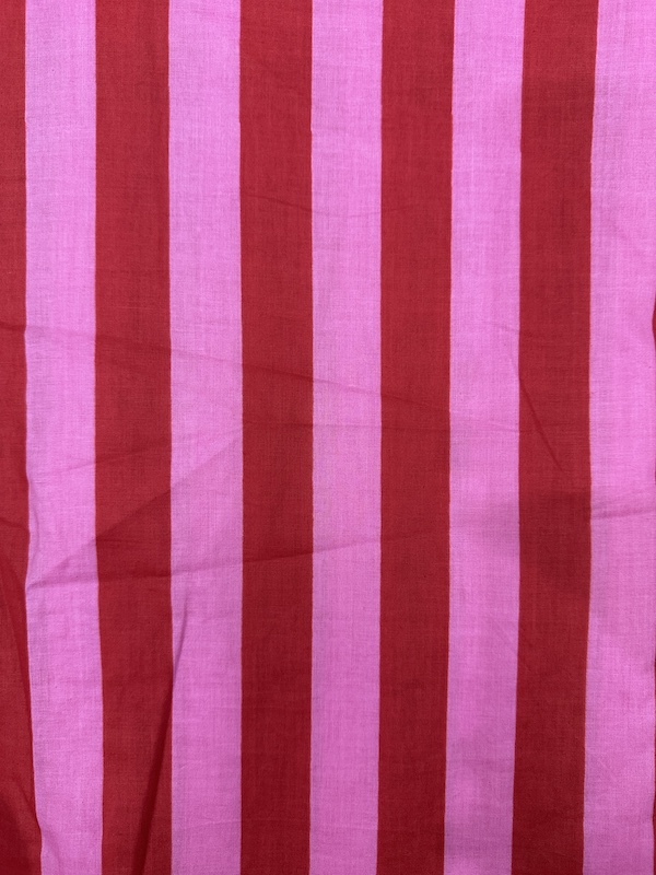 Readystock Hand block printed cotton red and pink stripes 9553