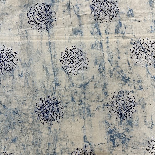 Readystock Hand block printed cotton indigo blue pattern 29598