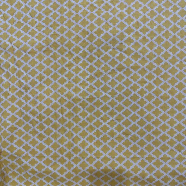 Readystock Hand block printed cotton yellow pattern 29599