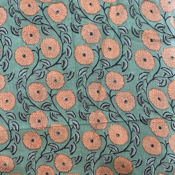 Readystock Hand block printed cotton yellow pattern 29600