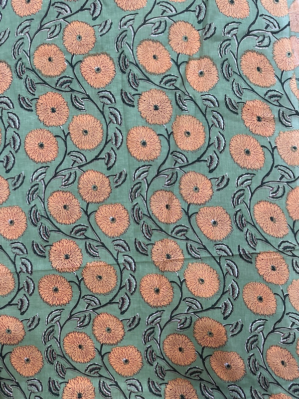 Readystock Hand block printed cotton yellow pattern 29600