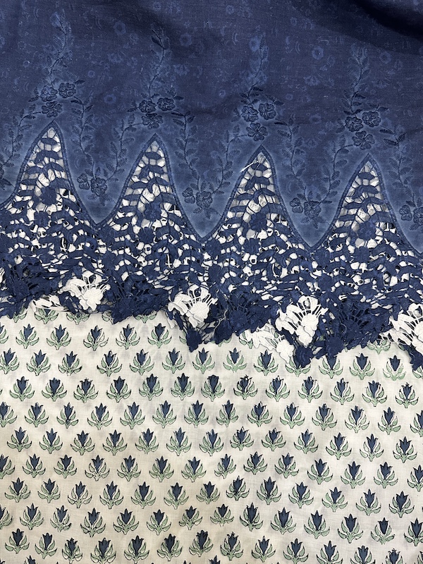 Readystock Mix and Match lace embroidery and hand block printed cotton 370