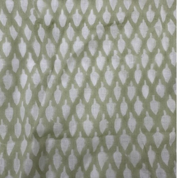 Readystock Hand block printed cotton green pattern 29634