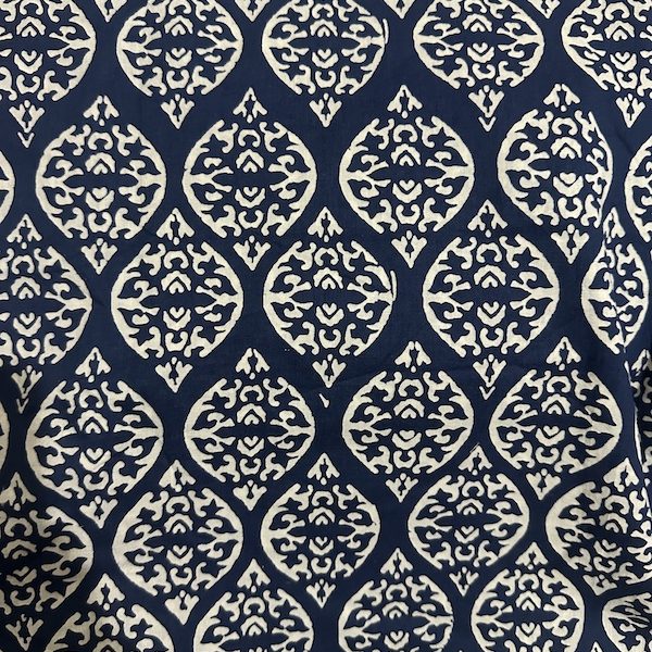 Readystock Hand block printed cotton blue indigo white pattern 29622